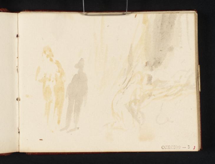 Joseph Mallord William Turner, ‘A Woman Kneeling beside a Curtained Bed, and a Man Casting a Shadow’ c.1834-6