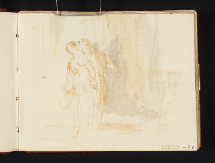 Joseph Mallord William Turner, ‘A Man and Woman Standing Together in an Interior, ?beside a Curtained Bed’ c.1834-6