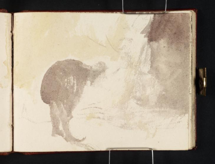 Joseph Mallord William Turner, ‘A Curtained Bed, with a Stooping Man ?Looking at a Naked Woman’ c.1834-6