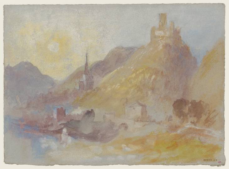 Joseph Mallord William Turner, ‘Klotten and Burg Coraidelstein on the River Mosel from the East, towards Sunset’ 1840