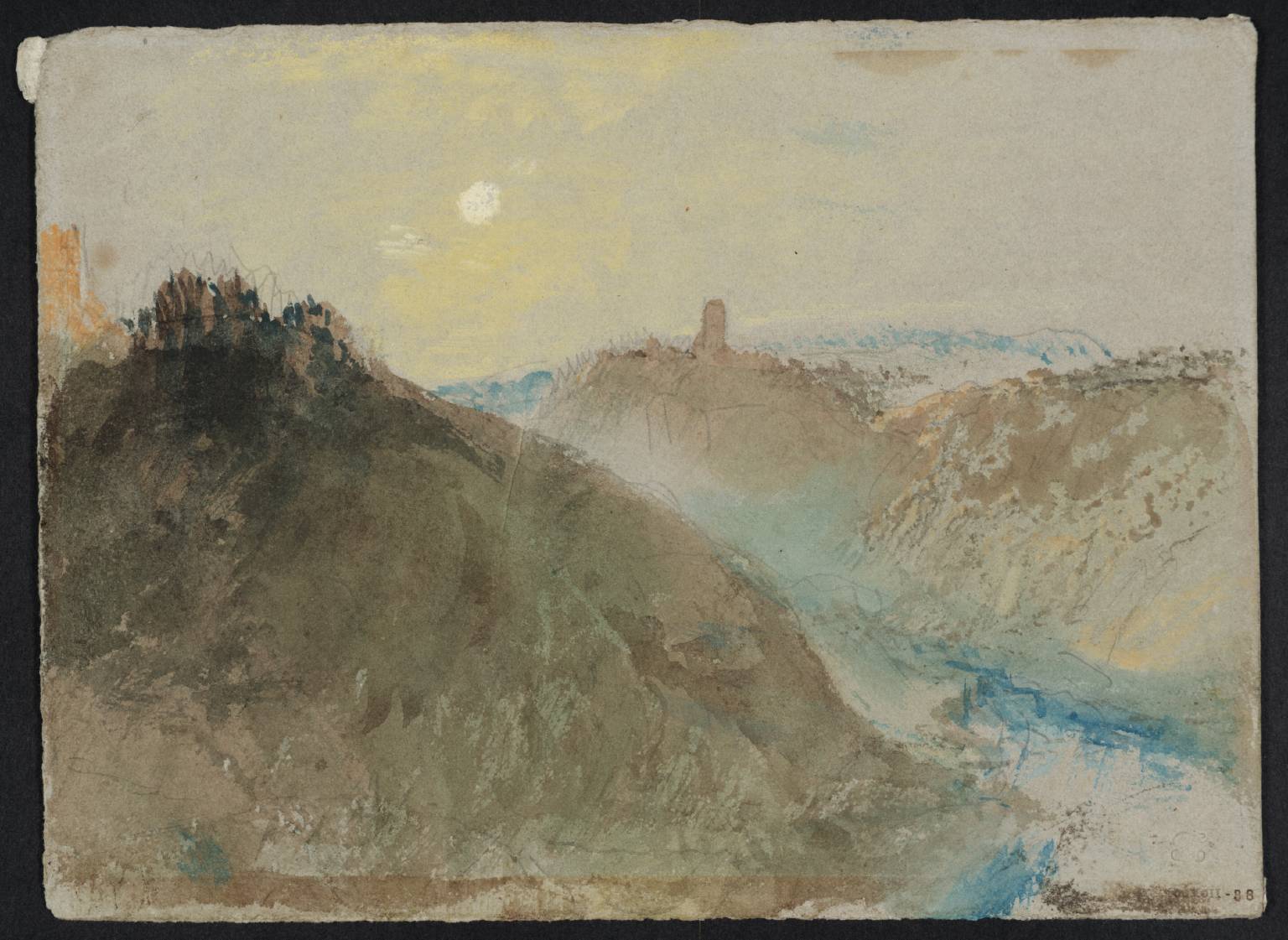 River Scene, with Mountains