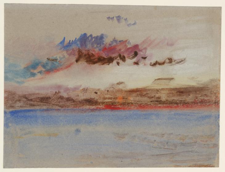 Joseph Mallord William Turner, ‘Sunset or Dawn above a Landscape with Water’ c.1826-40