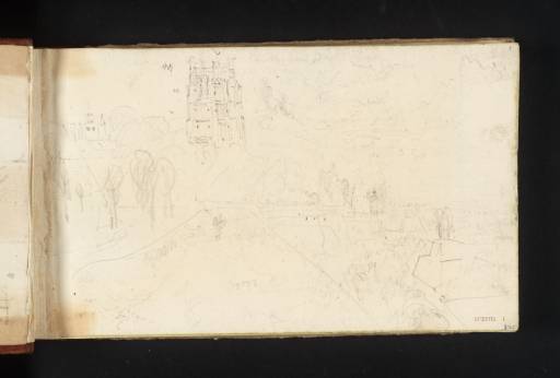 Joseph Mallord William Turner, ‘Three Sketches: St Omer, Looking along the Ramparts to the Cathedral of Notre Dame; Arve Valley towards Sallanches from near St Gervais; Alpine Valley with a Man on Horseback’ 1836