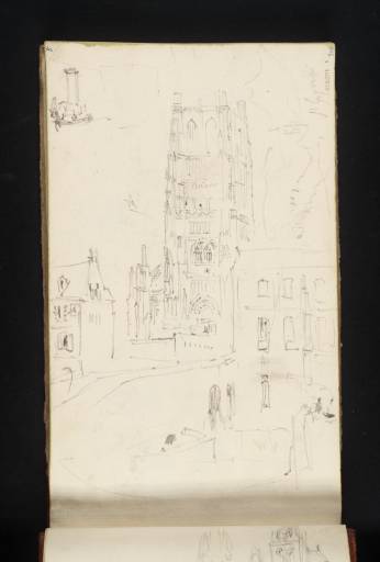Joseph Mallord William Turner, ‘Two Sketches: Tower of the Abbey of St Bertin, St Omer; Church of St Gervais, with the Arve Valley beyond’ 1836