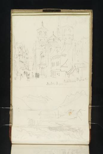 Joseph Mallord William Turner, ‘Three Sketches: A Street with a Church; Two Views of Mountains near the Head of Lake Geneva’ 1836