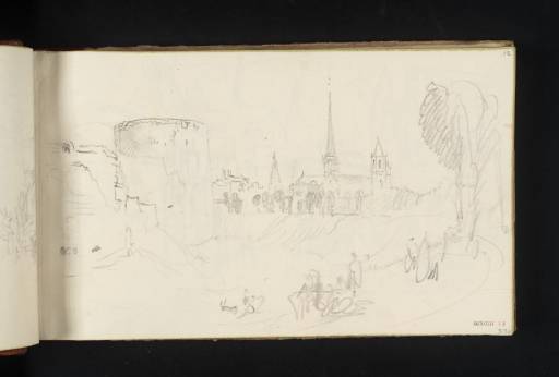 Joseph Mallord William Turner, ‘Dijon: Cathedral of St Benigne, and the Spire of the Church of St Philibert, from a Corner of the City Walls to the North’ 1836