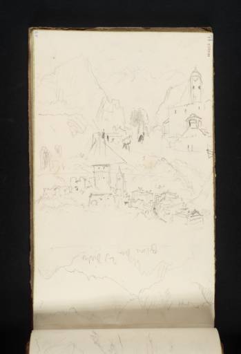 Joseph Mallord William Turner, ‘Three Sketches: Mont Blanc from the Church at Courmayeur; Arvier Castle and Church, Looking up the Val d'Aosta; Massif of Mont Blanc from Pré St Didier, below Courmayeur in the Val d'Aosta’ 1836