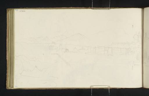 Joseph Mallord William Turner, ‘Two Sketches: Pont des Bergues, Geneva; ?Castle on an Eminence in a Mountain Valley’ 1836
