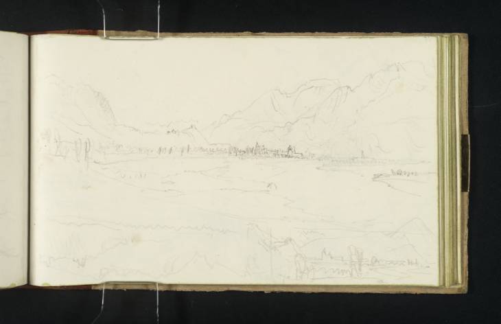 Joseph Mallord William Turner, ‘Three Sketches: Two Views of Bonneville Looking along the River Arve from Downstream; Panorama of Hills’ 1836