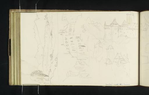 Joseph Mallord William Turner, ‘Four Sketches: Mont Blanc from above Geneva, a Mansion, and Two Views of the Castle of Chillon’ 1836