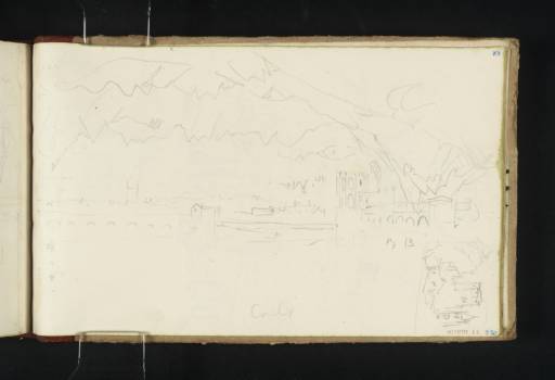 Joseph Mallord William Turner, ‘Three Sketches: Looking along the River at Stratford-upon-Avon; Mountains including Monte Rosa from near Aosta; Avise or Arvier in the Val d'Aosta’ 1833 and 1836