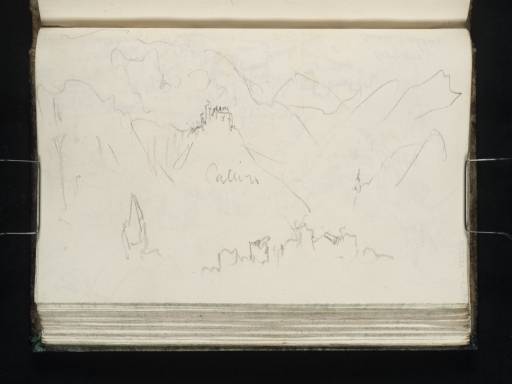 Joseph Mallord William Turner, ‘Mountains, with Ruins on Rock, ?Val d'Aosta’ 1836