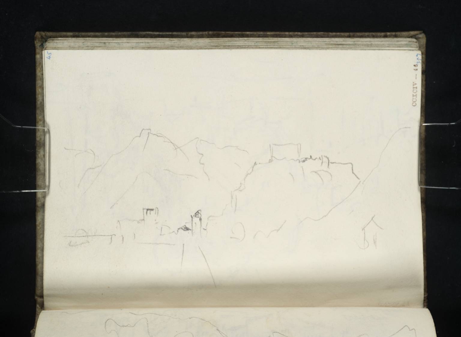 Mountains, with Ruins on Rock, ?Verres, Val d’Aosta