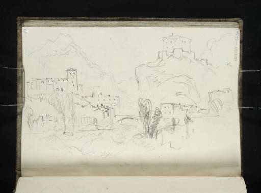 Joseph Mallord William Turner, ‘Verres, Val d'Aosta; the Bridge, Castle and Church and College of St Gilles’ 1836