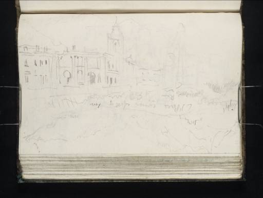 Joseph Mallord William Turner, ‘Three Sketches: Two Mountain Panoramas ?in the Val d'Aosta near St Pierre; the Via Palazzo di Citta, Susa’ 1836