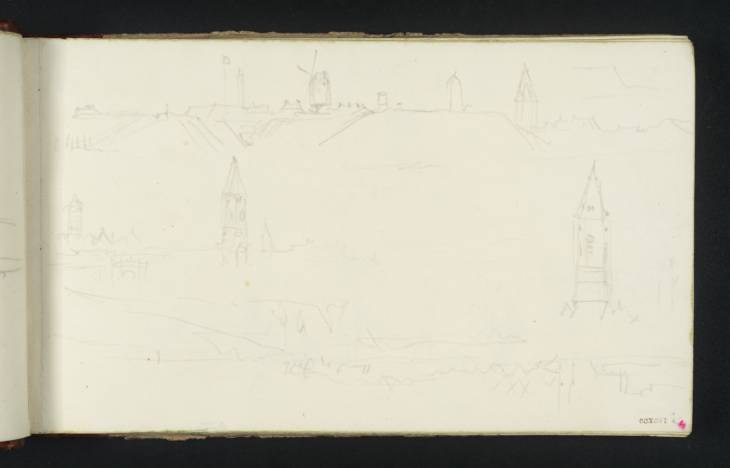 Joseph Mallord William Turner, ‘Ostend: Outskirts of Town, with Windmill, Church Towers, Etc’ 1833