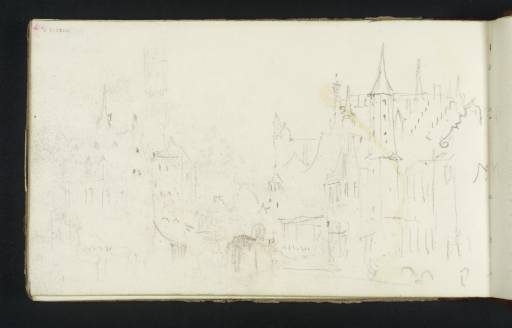 Joseph Mallord William Turner, ‘Bruges: The Belfry, Chapel of the Holy Blood and Hôtel de Ville from the Quai du Rosaire’ 1833