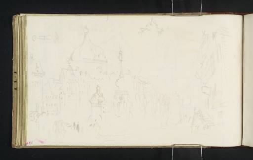 Joseph Mallord William Turner, ‘Liège: The Market Square, with the Dome of St Andrew's Church, Perron Fountain and Town Hall; Detail of Fountain’ 1833