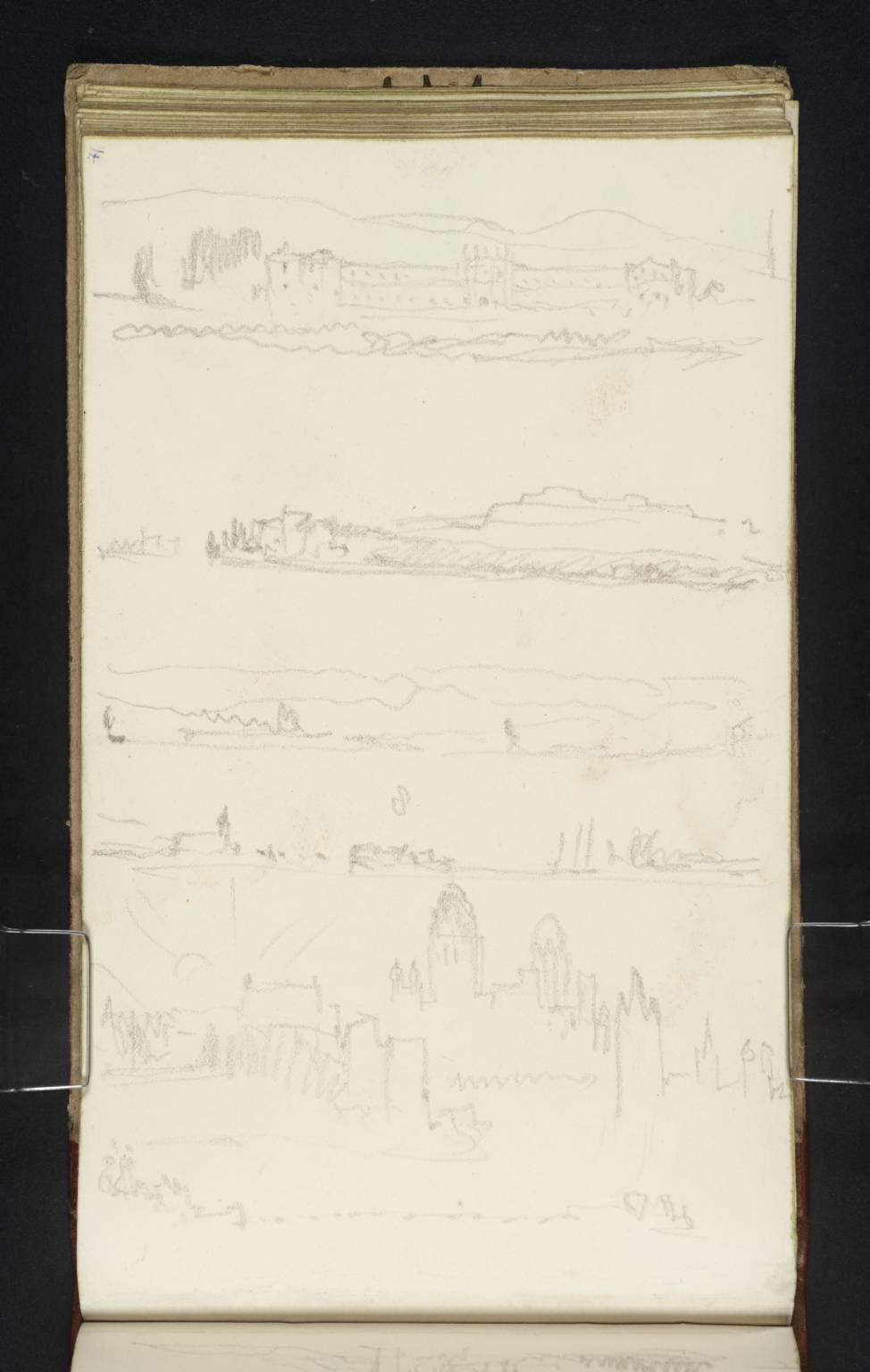 (1) Schloss Biebrich, from the Rhine; (2)-(4) The Banks of the Rhine Between Biebrich and Mainz, from the River