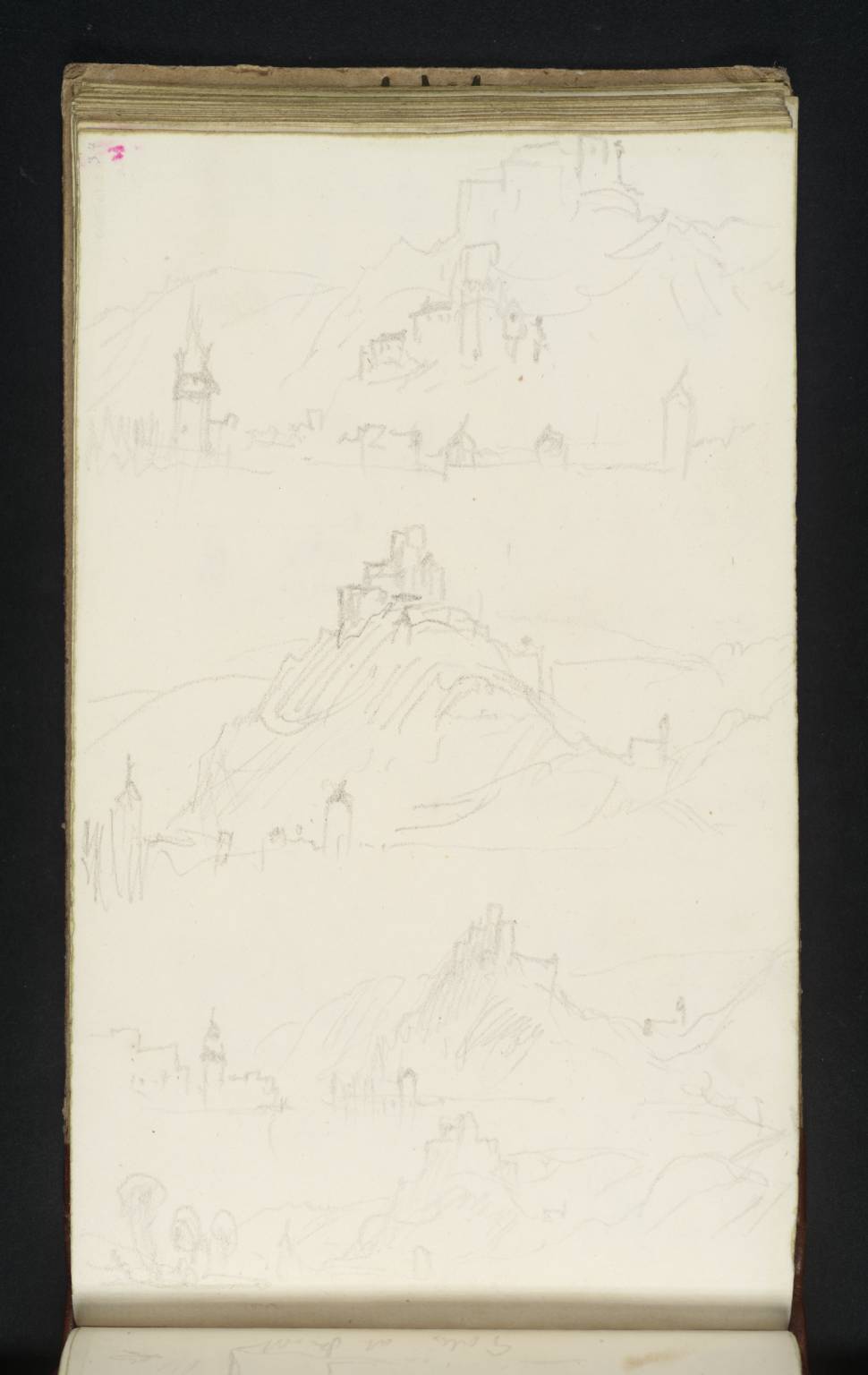 Four Sketches of the Marxburg and Braubach from the Rhine from Viewpoints Successively Further Upstream