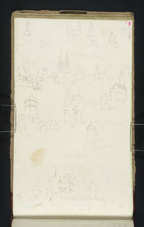 Joseph Mallord William Turner, ‘Overlapping Sketches of Boppard and its Buildings Including the Church, Burg, Sandtor and Ritter‑Schwalbach Haus’ 1833