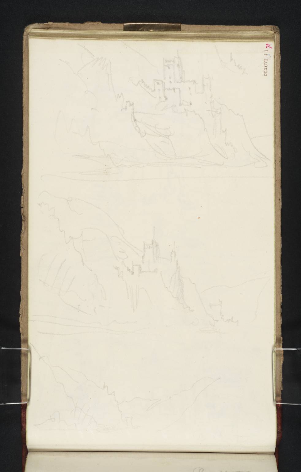 Three Sketches of Burg Rheinstein, Looking Downstream