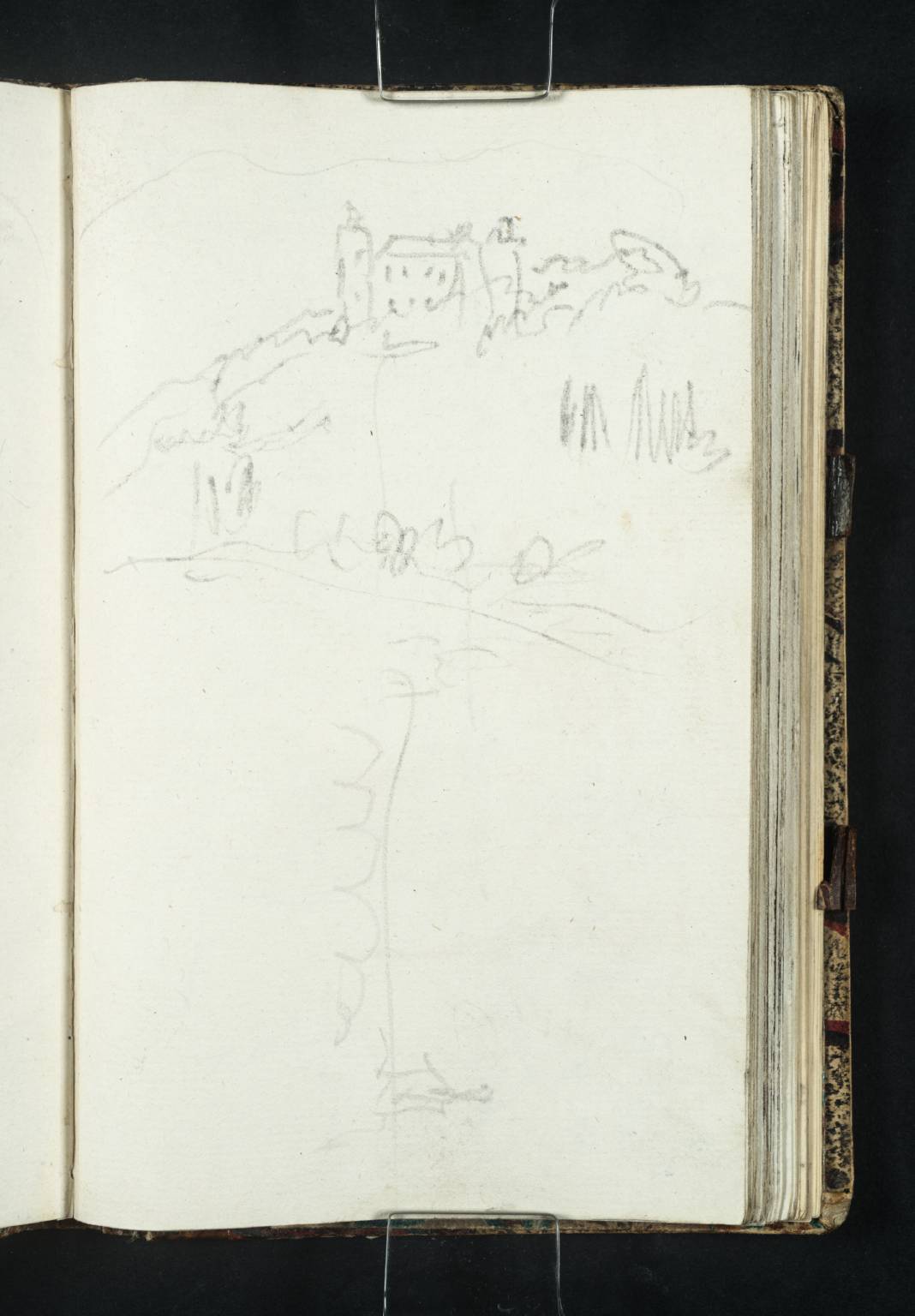 (1) Castle above a River (?Stein an der Traun); (2) Bridge