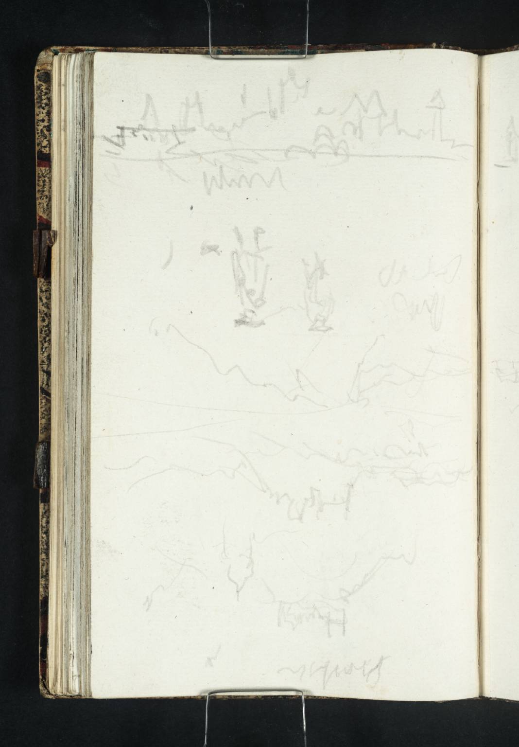 (1) The Skyline of Ulm; (2) Figures; (3)-(5) Three Views of a Castle on a Hill