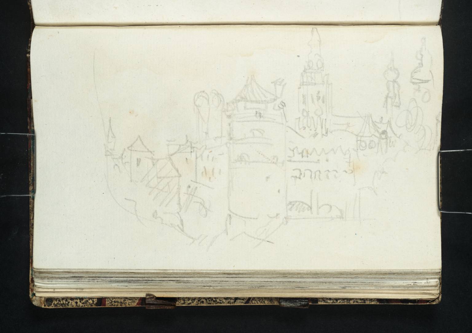 Munich: The Rundturm (Scheibling) with the Fraukirche, Peterskirche and Heiliggeistkirche