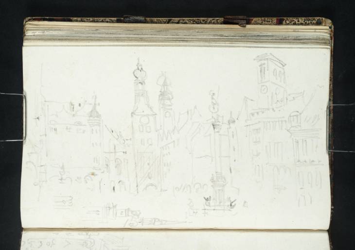 Joseph Mallord William Turner, ‘Munich: The Marienplatz, Looking towards the Town Hall, Mariensäule and Peterskirche; Munich: The Peterskirche and Adjacent House’ 1833