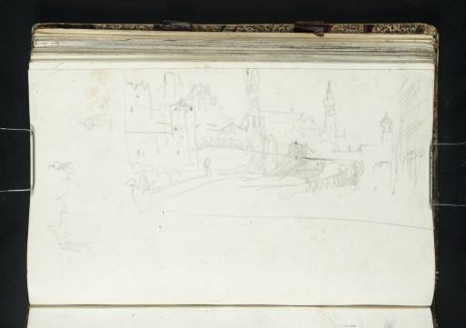 Joseph Mallord William Turner, ‘Munich: The Isartor with the Frauenkirche, Peterskirche and Heiliggesitkirche in the Background; Buildings’ 1833