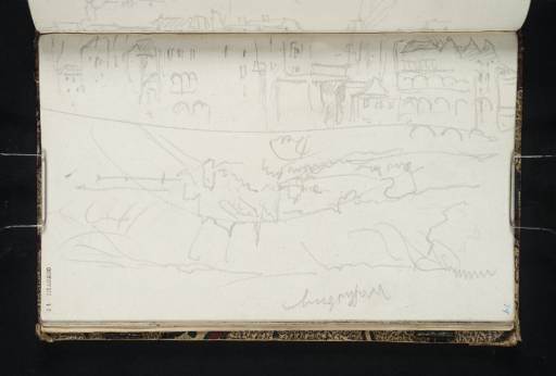 Joseph Mallord William Turner, ‘Salzburg: The Monastery on the Kapuzinerberg from across the Salzach with the Houses of the Inner Stein; Wasserburg am Inn’ 1833