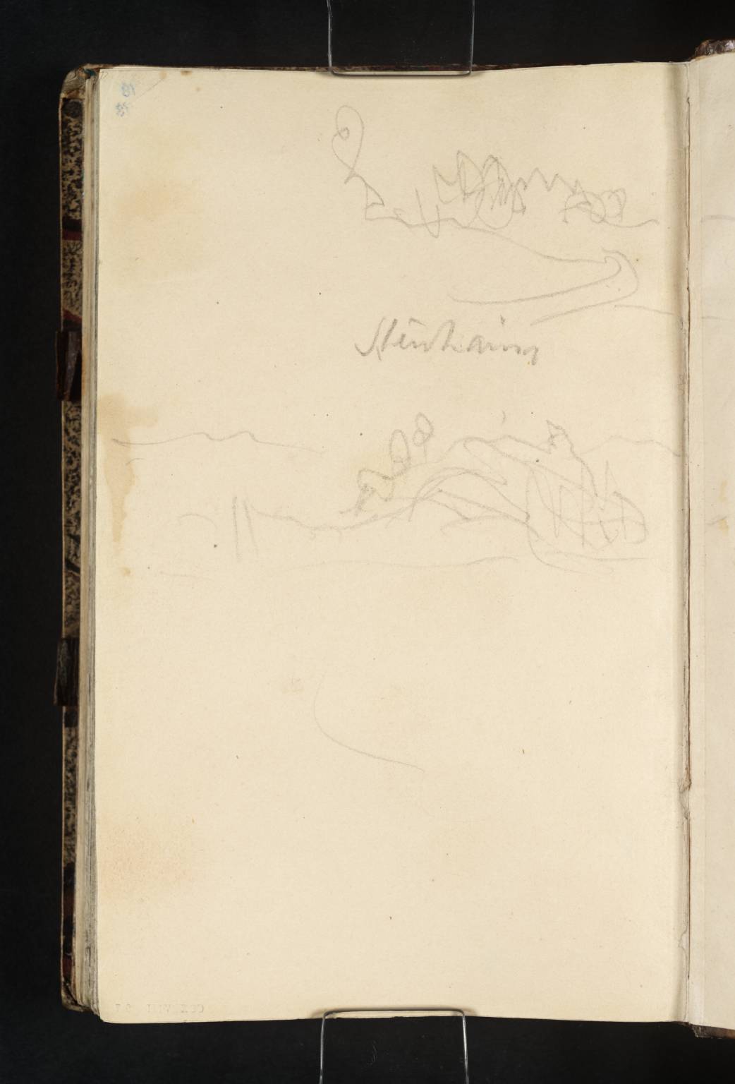 Sketches of a Hill and Buildings with a Rain Storm