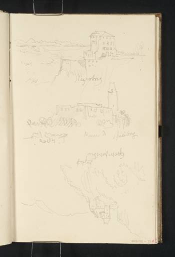 Joseph Mallord William Turner, ‘River Danube Views Copied from Prints: Steyregg Castle; the Ruins of Spielberg (Spilberg); Burg Krempelstein (Krämpelstein)’ 1840