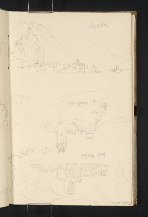 Joseph Mallord William Turner, ‘River Danube Views Copied from Prints: Burg Werfenstein and Struden; Weitenegg Castle; the Wirbel and Hausstein’ 1840