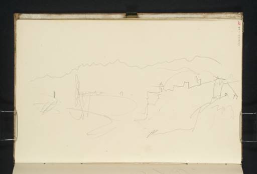 Joseph Mallord William Turner, ‘Mountains with a Castle or Town, ?between Trieste and Graz’ 1840