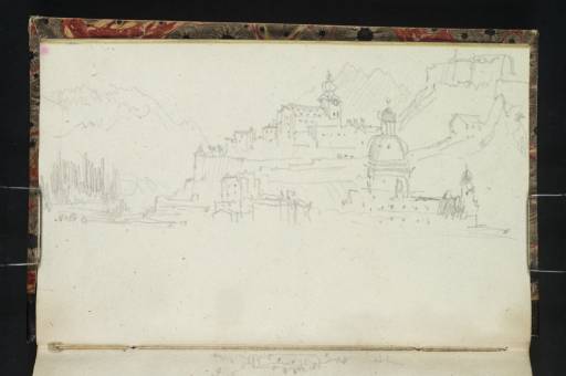 Joseph Mallord William Turner, ‘Salzburg: View up the Salzach towards Stift Nonnberg and the Kajetanerkirche; Pass Lueg in the Distance’ 1833