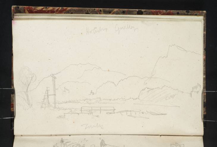 Joseph Mallord William Turner, ‘View up the Salzach, with the Hoher Göll and the Untersberg and ?a Riverside Hoist’ 1833