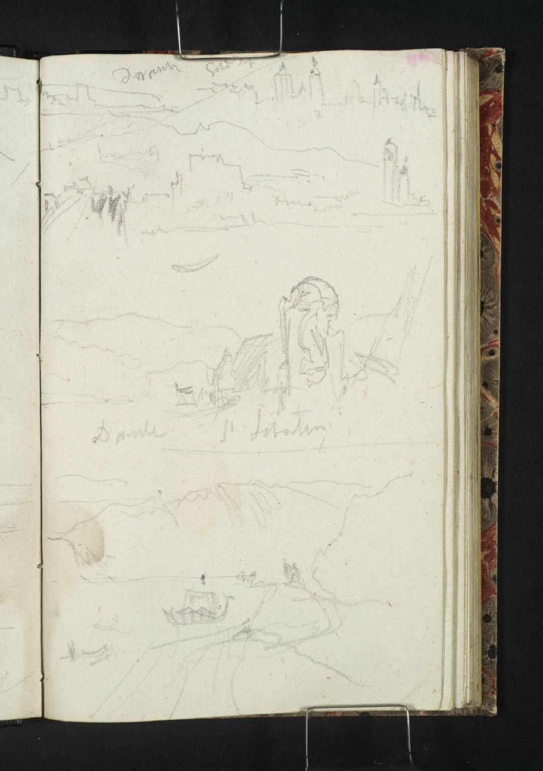 (1) Boats on the Danube; (2) The Outskirts of Stein, with a Wayside Shrine Dedicated to St Sebastian; (3) Stein and Krems, in Two Instalments