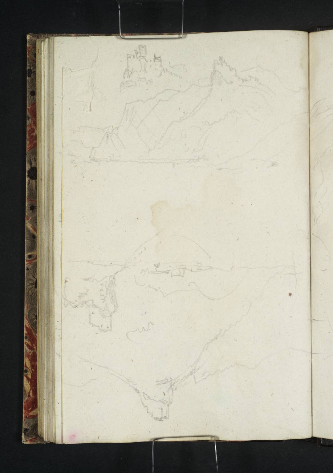 Two Sketches of Aggstein, Looking Downstream, Each with a Separate Detail