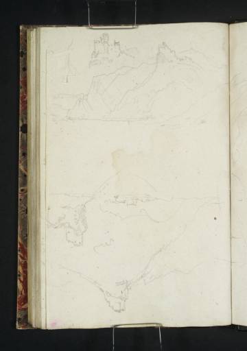 Joseph Mallord William Turner, ‘Two Sketches of Aggstein, Looking Downstream, Each with a Separate Detail’ 1833