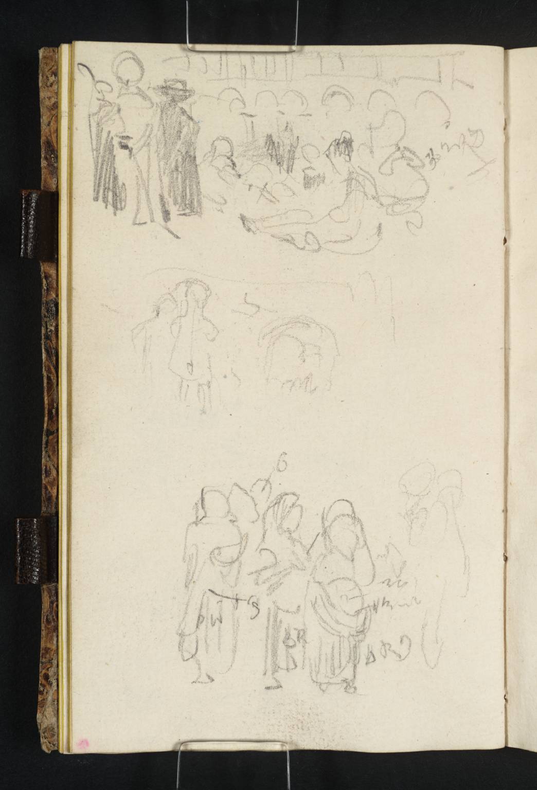 Three Groups of Figures, Two against a Background of Arcades (Probably at Teplitz)