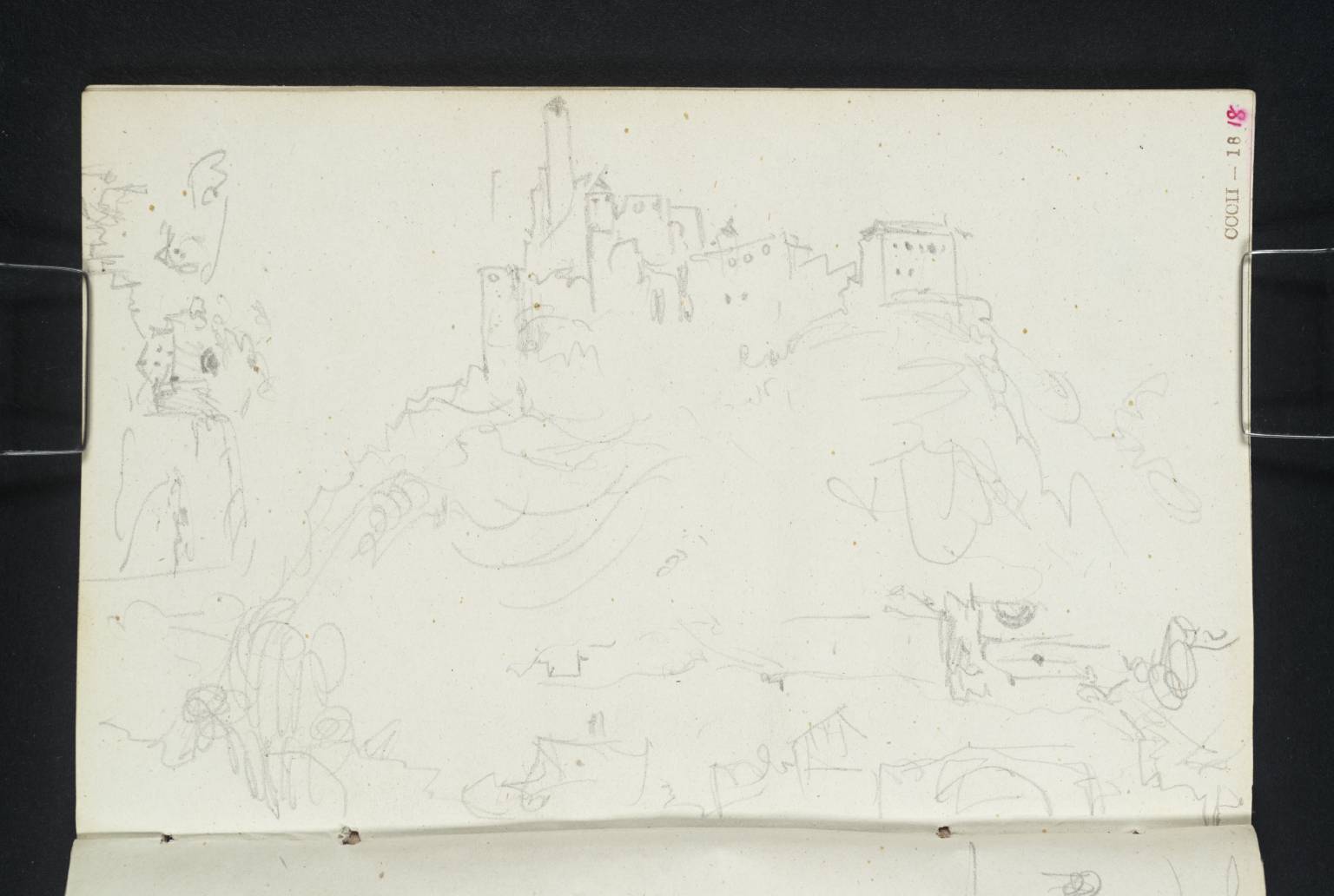 (1) Burg Hornberg; (2) Sketch, Probably of Burg Hornberg; (3) ?Distant View of the Ehrenberg
