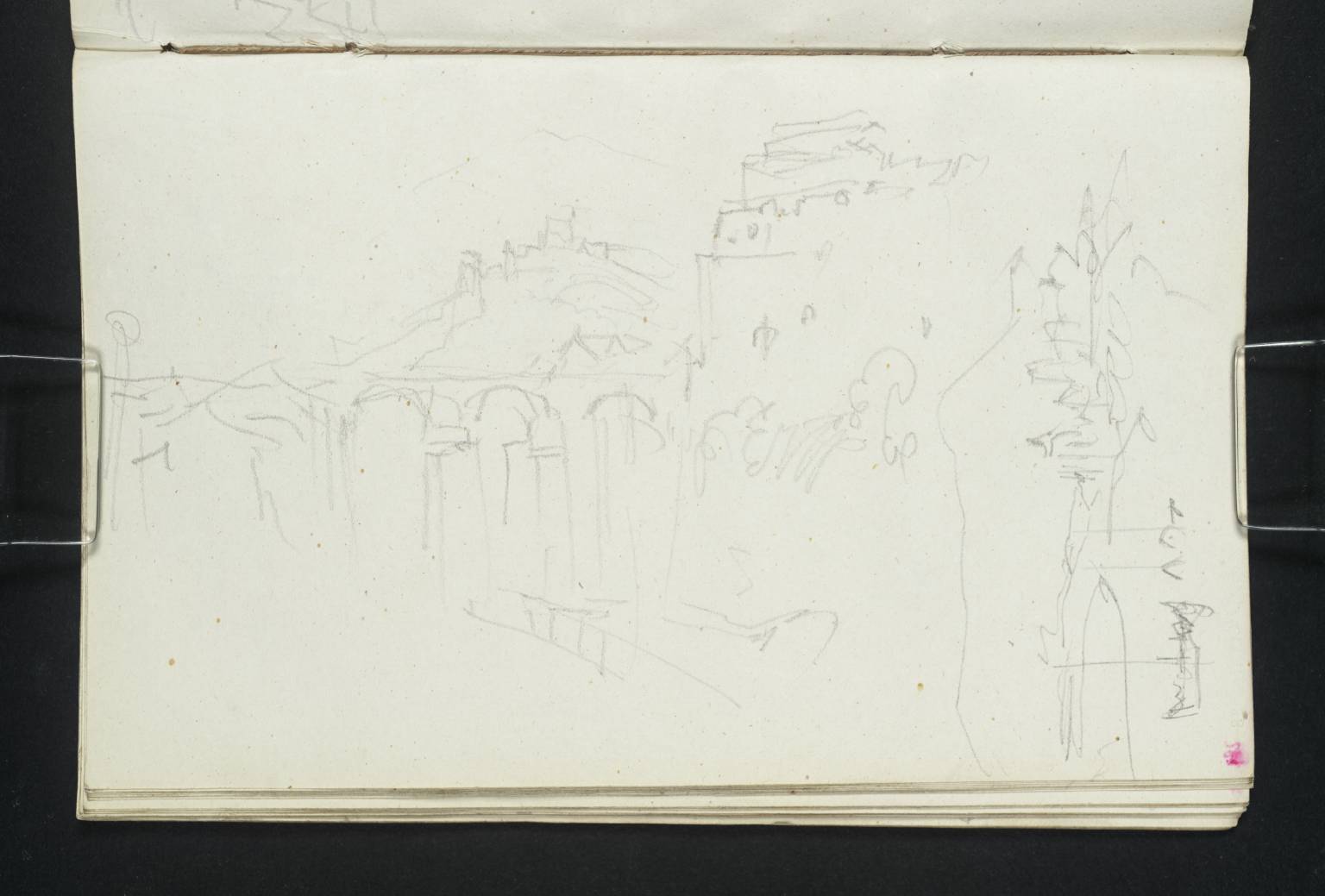 (1) The Bridge over the Steinach at Neckarsteinach; (2) Village (?Neckarsteinach) and Boats