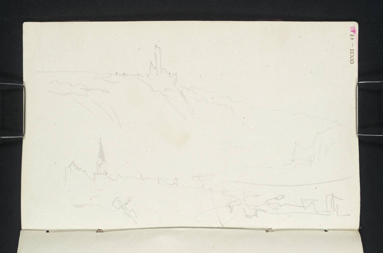 (1) Burg Hornberg and the Church at Neckarzimmern; (2) Sketch