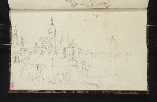 Joseph Mallord William Turner, ‘The Marienkapelle, Rathaus, Cathedral and Neubaukirche, Würzburg, from the West Bank of the River Main beside the Alte Mainbrücke’ 1840