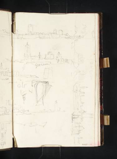 Joseph Mallord William Turner, ‘Three Sketches of Towns on the Waal Branch of the Rhine; A Sailing Ship’ 1835