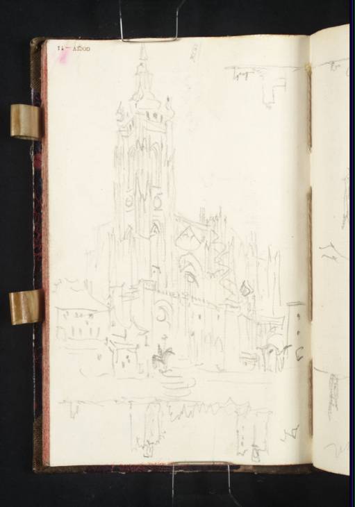 Joseph Mallord William Turner, ‘Prague: St Vitus's Cathedral from the South; Three Sketches of a Tower’ 1835