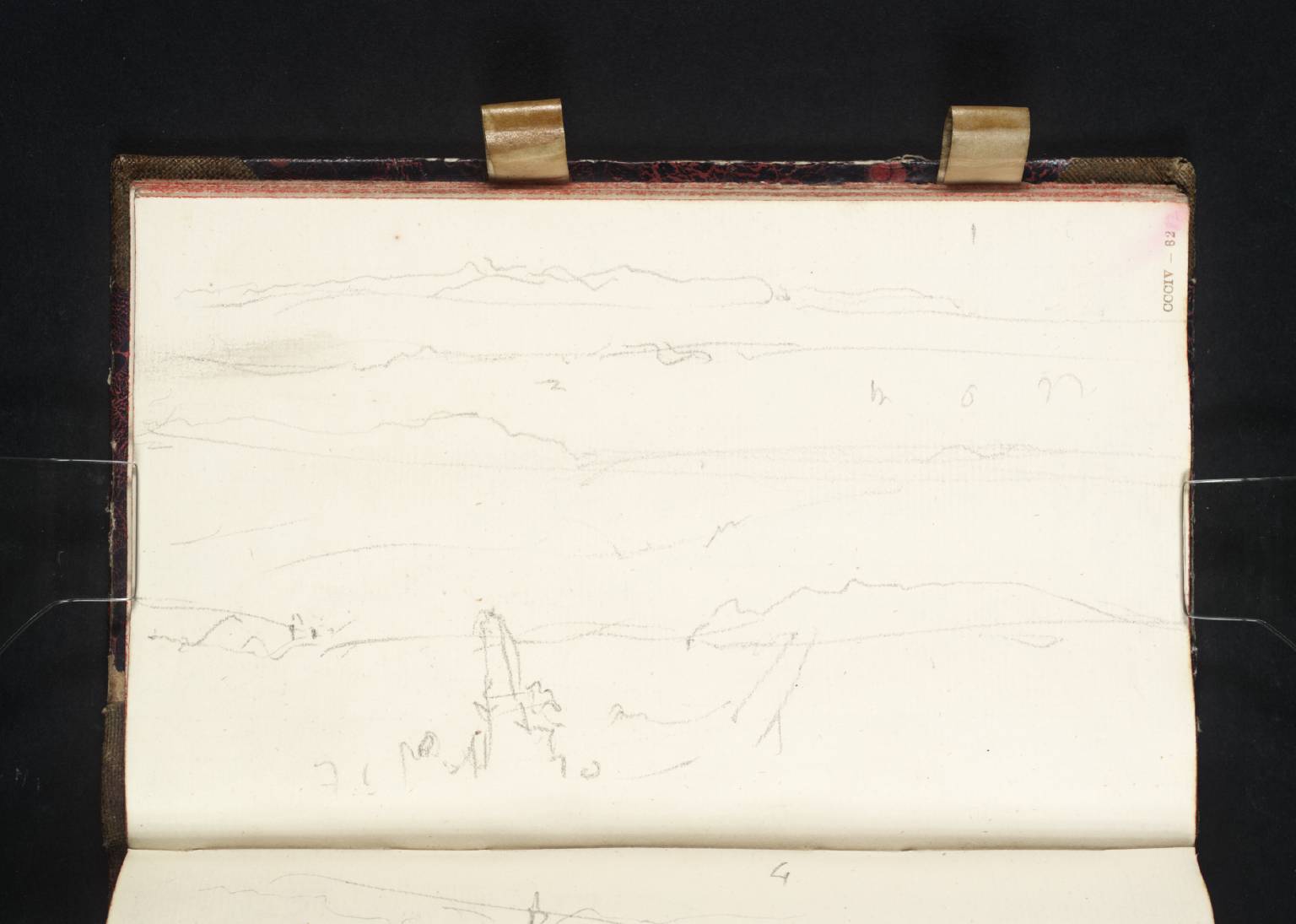 Three Sketches of Distant Hills, One with an Obelisk in the Foreground