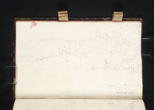 Joseph Mallord William Turner, ‘Prague: View up the Vltava to the Charles Bridge, Petrín Hill and Hradcany (Continued in the Sky) with Boats on the River’ 1835